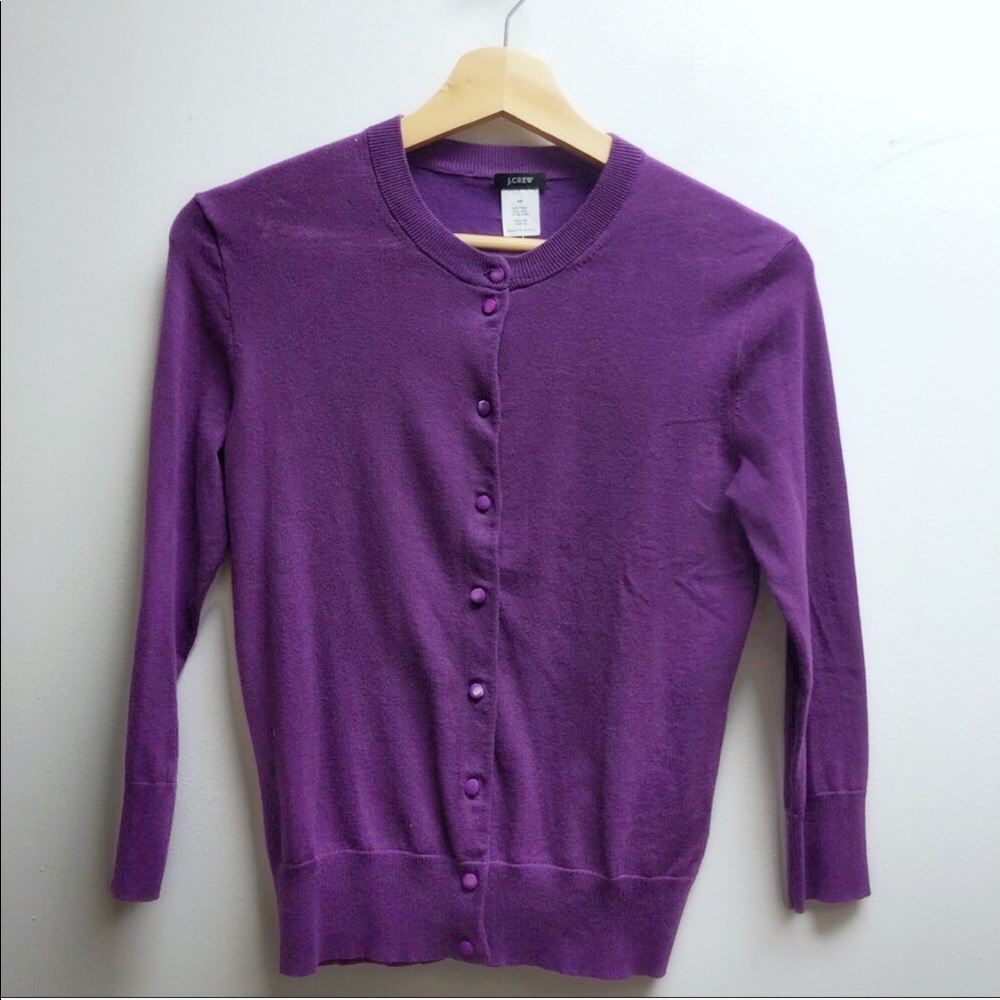 J crew XS purple cardigan - Picture 2 of 3